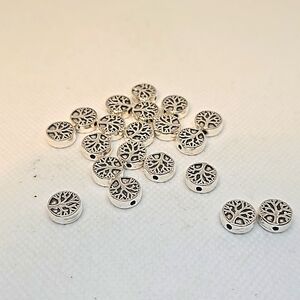 Tree of Life Metal Beads in Antique Silver. 20 Beads. 9mm